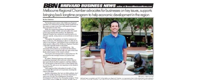 The Melbourne Regional Chamber’s business advocacy program featured in Brevard Business News