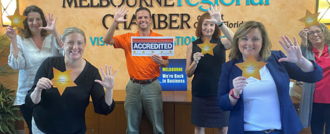 Melbourne Regional Chamber team showing off five star accreditation