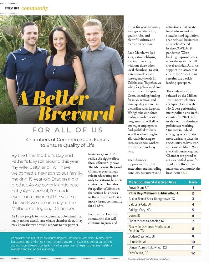 Melbourne Regional Chamber featured in Brevard Business News