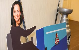 Funny cardboard cut out of a woman at the 2020 Impact Awards